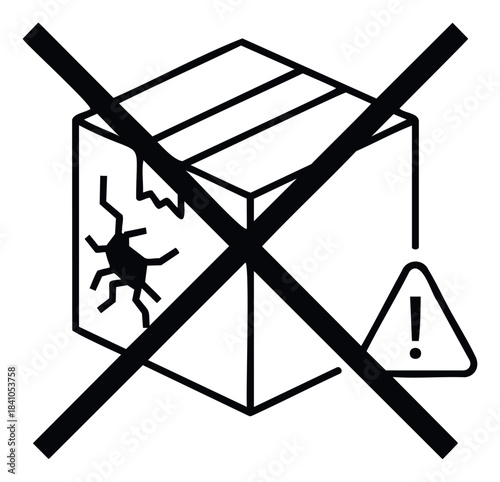 Symbol indicating fragile package handling and caution against damage, suitable for shipping and logistics warnings.