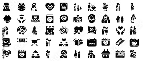 Illustrated collection of motherhood related icons and symbols
