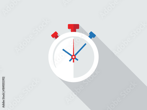 Flat Design Stopwatch Icon with Long Shadow.