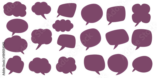 Collection Of Unique Purple Hand Drawn Speech Bubbles Isolated On White

