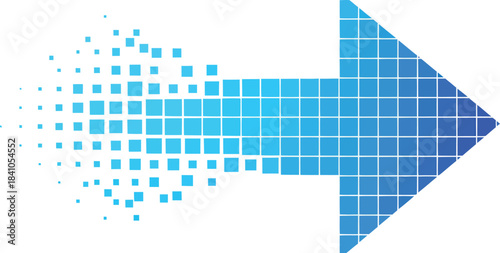 Blue pixelated arrow right direction digital technology vector graphic eps silhouette