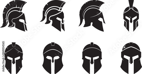 Spartan Helmet Icon – Greek Warrior Armor Vector Illustration