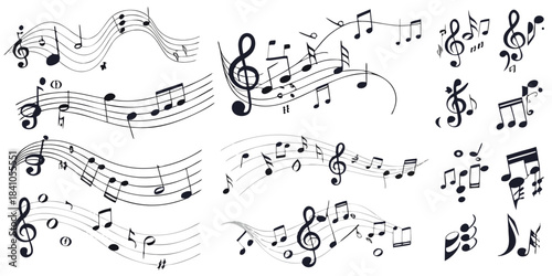 sheet music set of different vectors
