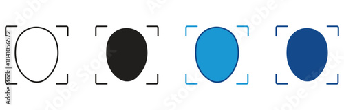 Face recognition icon set. Face recognition, scanning for authentication. Protection for smartphone. Vector illustration.