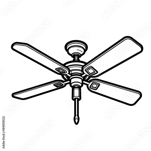 Ceiling fan installation with screwdriver, home improvement and DIY projects