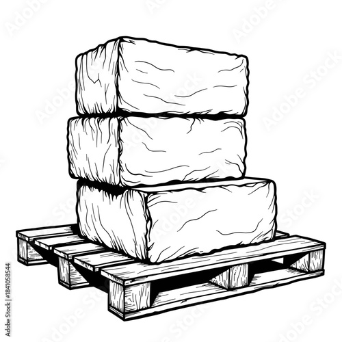 Concrete blocks stacked on wooden pallet, construction materials and logistics in industrial supply
