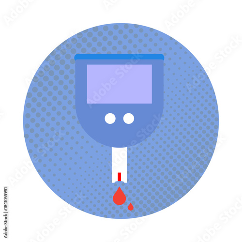 Beautiful vector diabetic icon. Glucometer sign. Blood glucose meter pictogram. Medical editable illustration isolated on white background