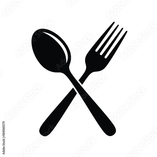 Crossed Spoon and Fork Icon for Restaurant, Food, or Dining Menu