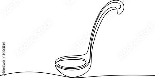 Black and white outline of a spoon with a handle and bowl