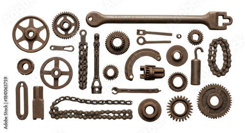 Collection of Mechanical Parts and Gears for Industrial Use.