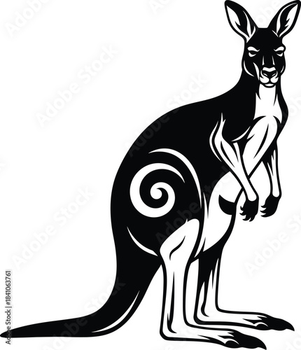 Kangaroo vector illustration black and white wildlife animal australia eps silhouette