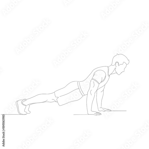 Minimalist Push-Up Man Line Art Vector