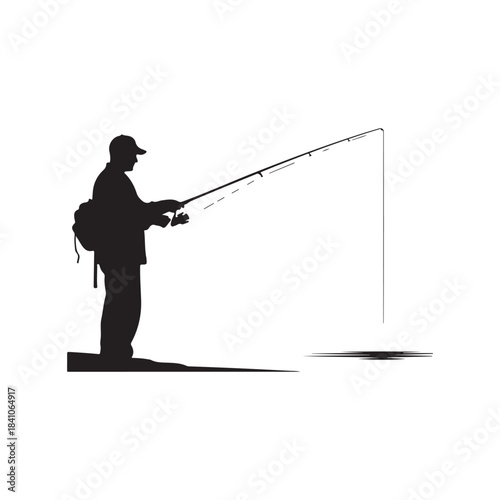 silhouette of a fisherman