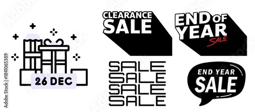 End of year sale announcement on december 26th with festive elements and minimalist design