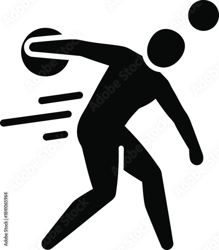 Black Silhouette Icon of a Discus Thrower in Action on a White Background athletics track and field