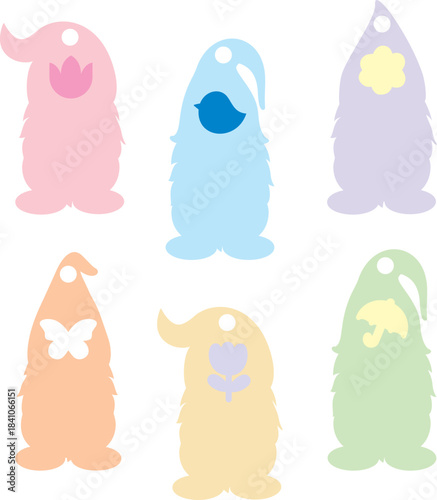 Spring Gnome Tags SVG, Laser Cut Files Glowforge Silhouette Cricut, Personalized Name Keychain, Basket Wood Acrylic Pastel Color Label