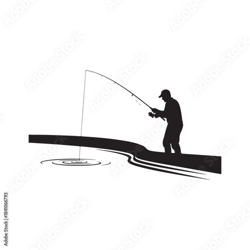 silhouette of a fisherman