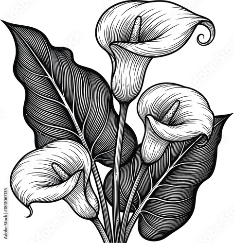Calla lily flower vector illustration elegant floral design element art eps silhouette