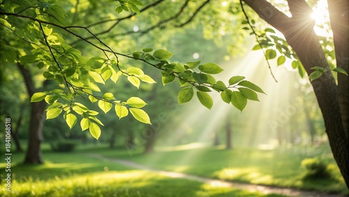 Defocused or blur with bokeh background of garden trees in sunny day