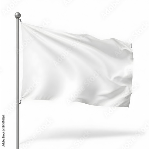 Mockup white flag isolated on white background