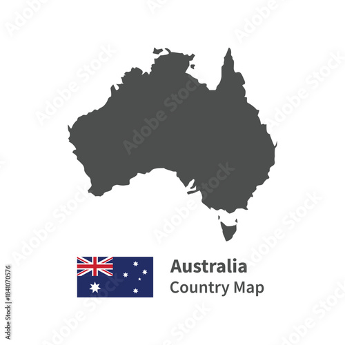 Australia Country map Flag illustration on whtie background