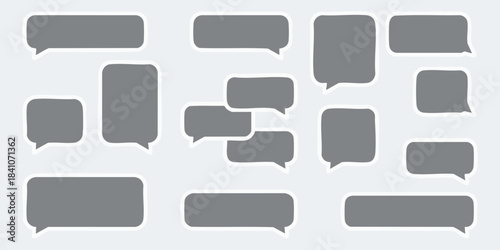 Set of speech bubble icons for chat messages and communication in grey tones