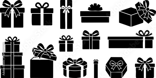 Collection of various gift boxes with ribbons, perfect for celebrations and special occasions