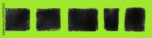 Spray paint grunge rectangle brush texture set black ink grain vector on transparent background