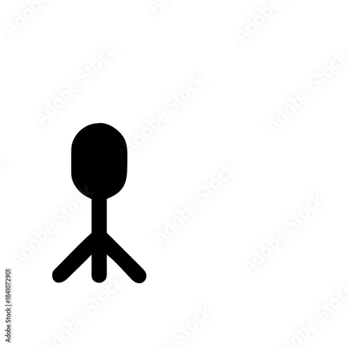 Simple black microphone on a tripod illustration on transparent background silhouette