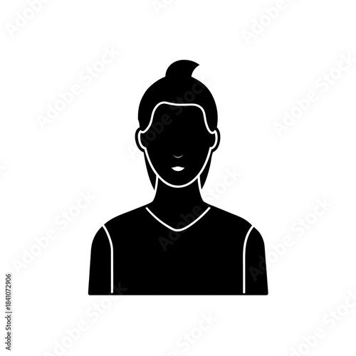 Silhouette of a woman with hair in a small bun updo on transparent background