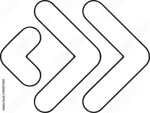 Three minimalist chevron arrows pointing right, symbolizing forward progress and movement