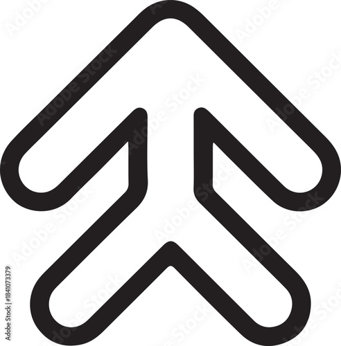 Upward arrow symbol for progress direction, Bold minimal arrow icon pointing upward, representing growth, improvement, direction, motivation, and forward movement in a clean graphic style.


