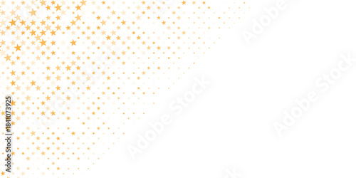 Gold falling down confetti background. Repeated golden dotted glitter pattern. Celebration Christmas, New Year or birthday party repeating backdrop.