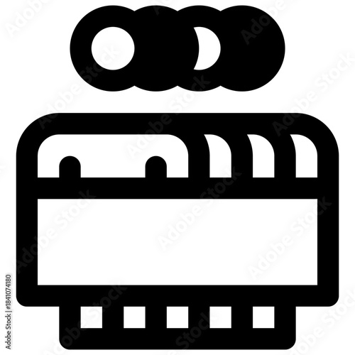 Demonstration. Outlined stroke vector icon with black-filled details.