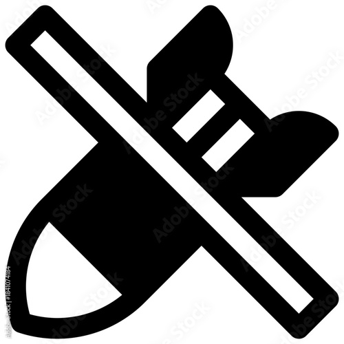 Disarmament. Outlined stroke vector icon with black-filled details.