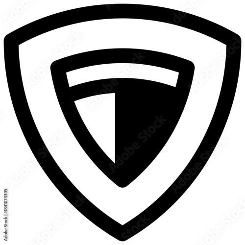 Protection. Outlined stroke vector icon with black-filled details.