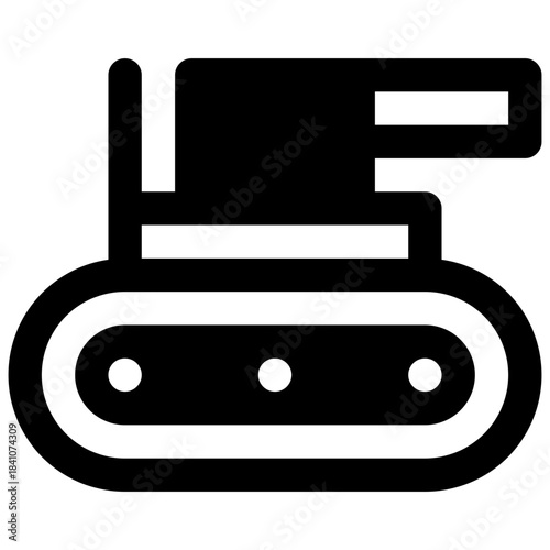 Tank. Outlined stroke vector icon with black-filled details.
