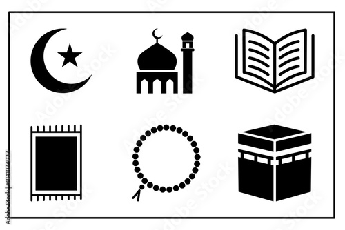 Islamic symbols with the crescent moon and star