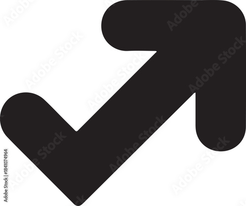Upward Right Arrow Symbol Showing Positive Trend, Bold curved arrow moving upward-right, representing growth, progress, improvement, and forward momentum for business, analytics, or interface design.
