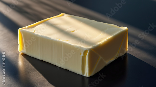 Block of butter isolated PNG on transparent background, dairy product for cooking and baking, ingredient for food preparation