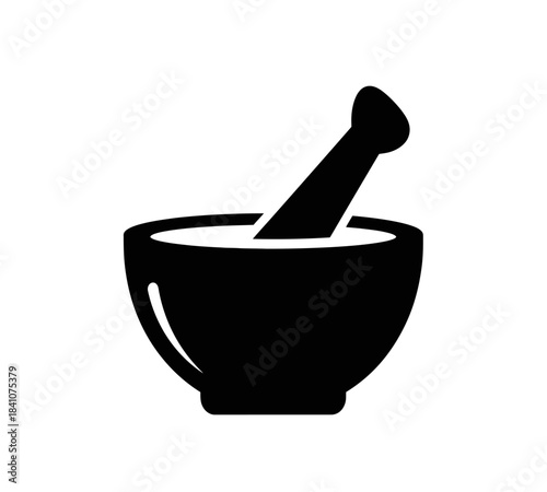 Traditional wooden mortar and pestle kitchen tools for grinding food spices and herbs are isolated on a white background for chemistry, pharmacy, and medicine