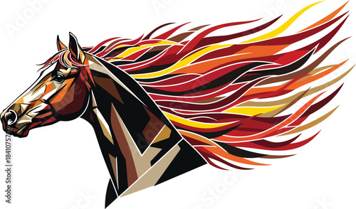 Horse head vector illustration with flowing mane digital artwork eps silhouette