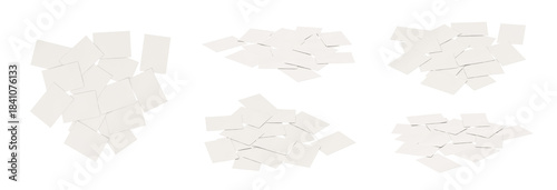 Tableau sur toile Blank white business cards scattered on a white background