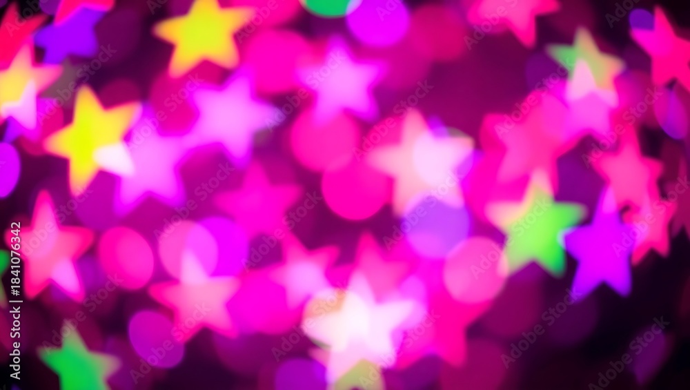 Fototapeta premium Generative AI vibrant bokeh star and circle lights creating festive atmosphere