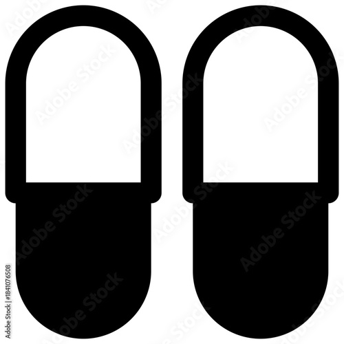 Disposable slippers. Outlined stroke vector icon with black-filled details.