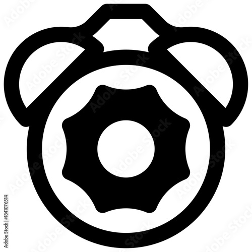 Wake-up call. Outlined stroke vector icon with black-filled details.