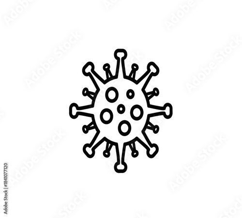 Black single coronavirus line icon, simple corona virus protection flat design vector pictogram, infographic vector for app logo web website button ui ux interface element isolated on white background