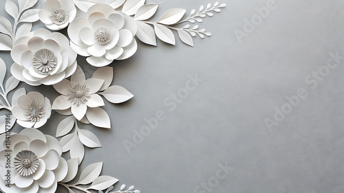 Elegant gray floral arrangement with delicate roses and blossoms against a neutral backdrop