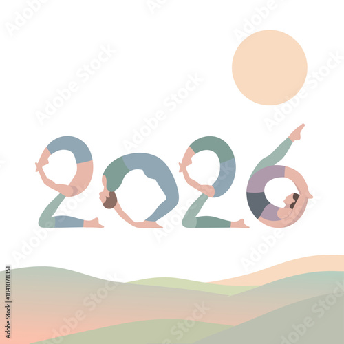 2026 Yoga Pose Typography — Minimal Wellness Poster & Yoga Event Vector for Studio Branding and Social Posts