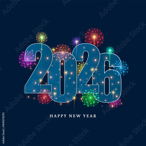 Vector illustration of Happy New Year 2026 social media template